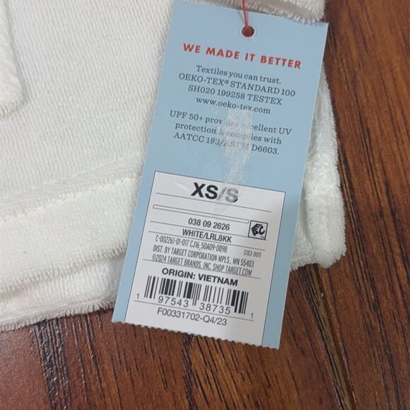 NWT Cat & Jack XS/S White Cover Up Top Full Zip Kangaroo Pockets Long Sleeve - Picture 5 of 7